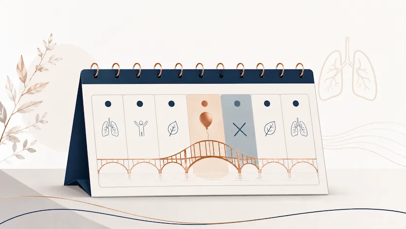 Bild Kalender mit dargestellter Brücke als Symbol für einen Brückentag